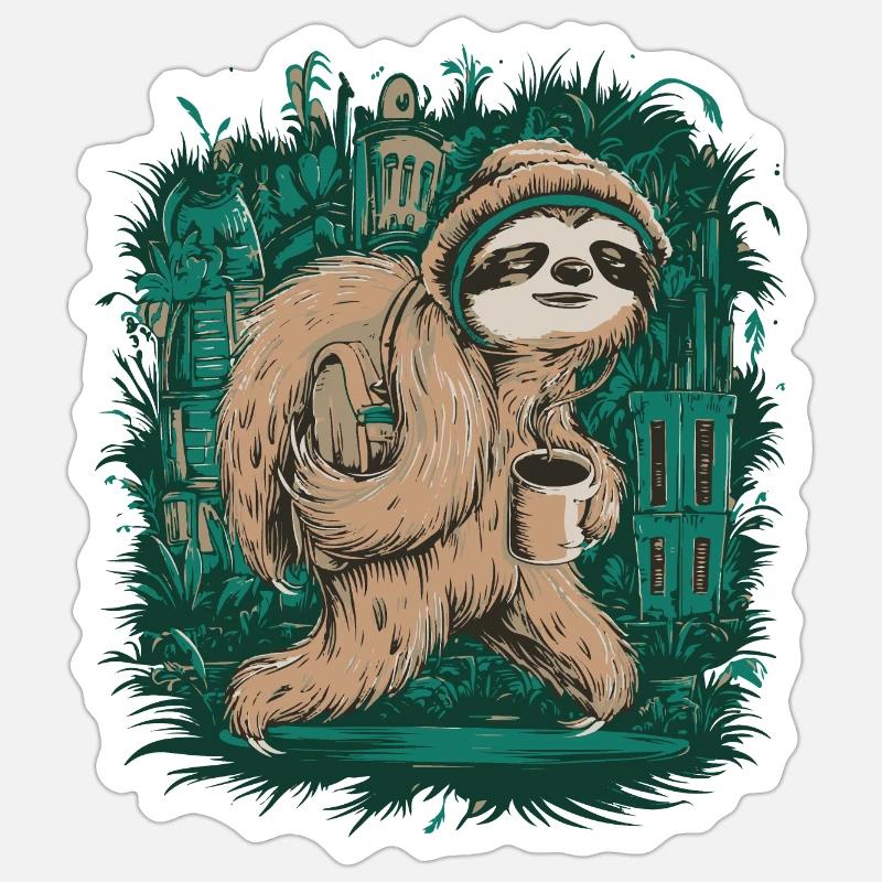 Sloth Jungle Walk - Sticker size S (10 x 10 cm) - white matte