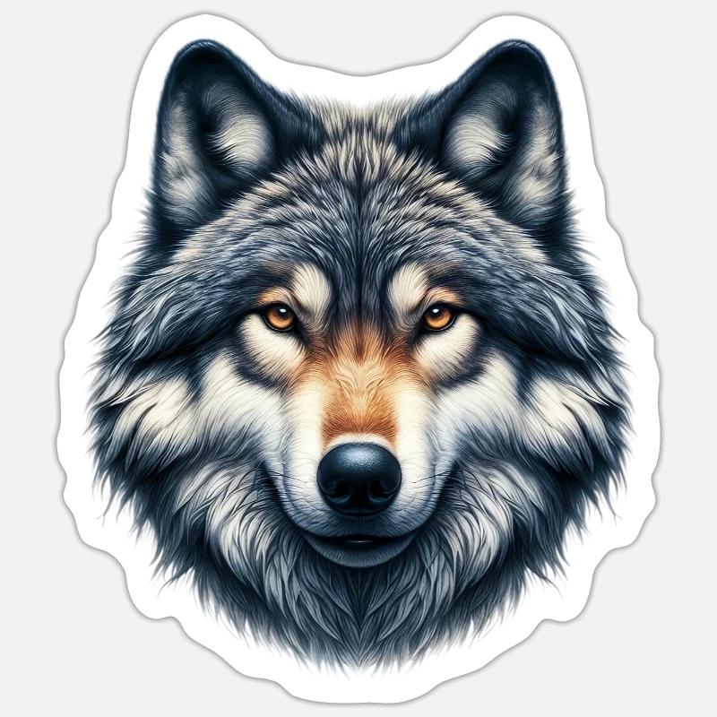 Loup - Sticker taille S (10 x 10 cm) - blanc mat