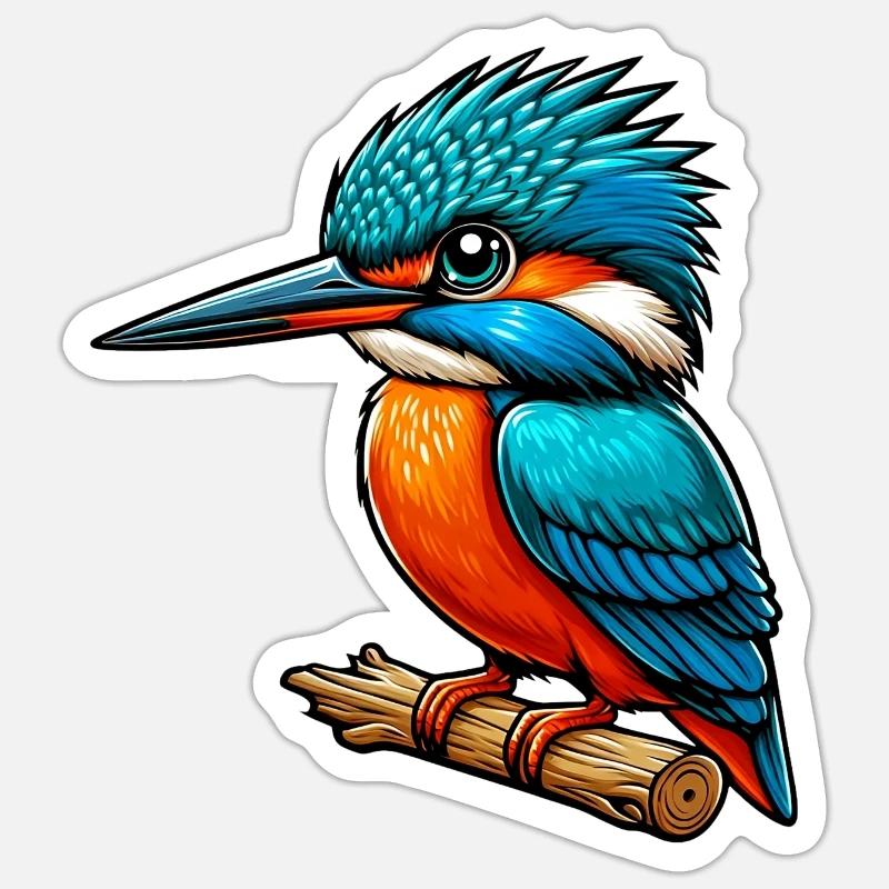 Martin-pêcheur - Sticker taille S (10 x 10 cm) - blanc mat