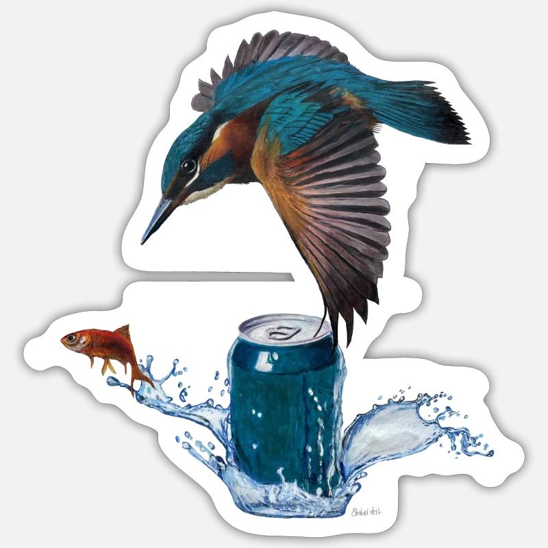 Martin-pêcheur - Sticker taille S (10 x 10 cm) - blanc mat