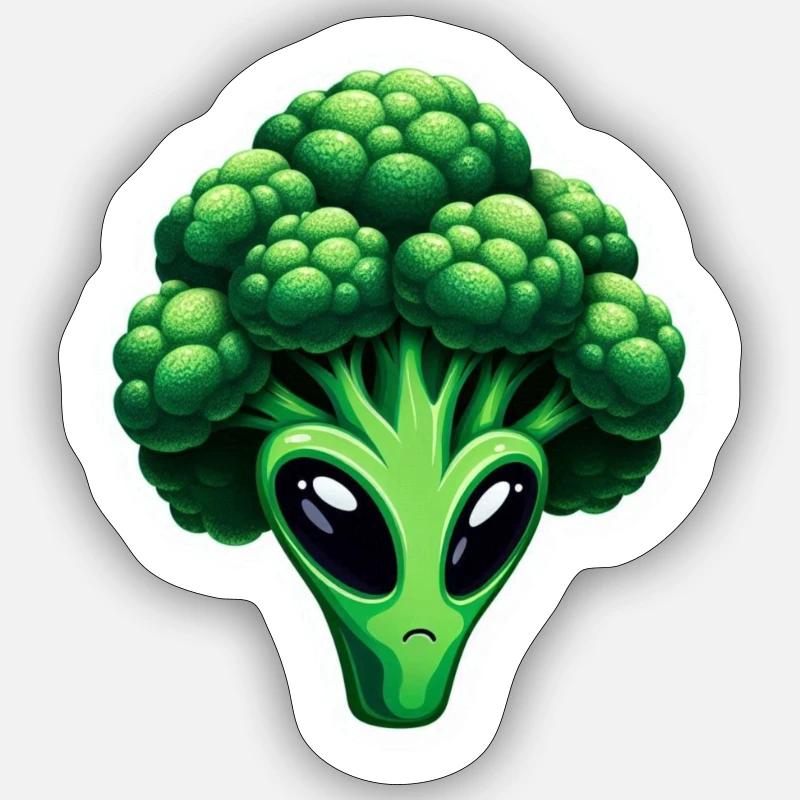 Broccoli ALIEN - Sticker size S (10 x 10 cm) - white matte