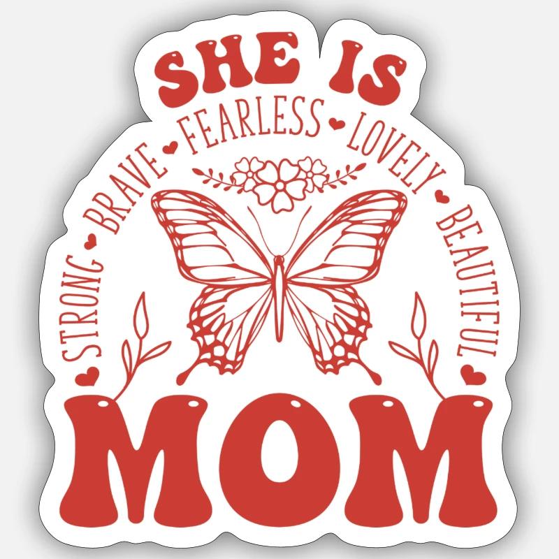 Sie ist Mama - Sticker Größe S (10 x 10 cm) - Mattweiß