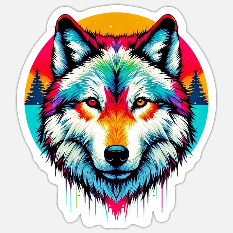 Loup - Sticker taille S (10 x 10 cm) - blanc mat