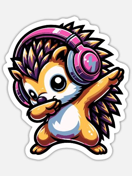 Dabbing Igel - Sticker Größe S (10 x 10 cm) - Mattweiß