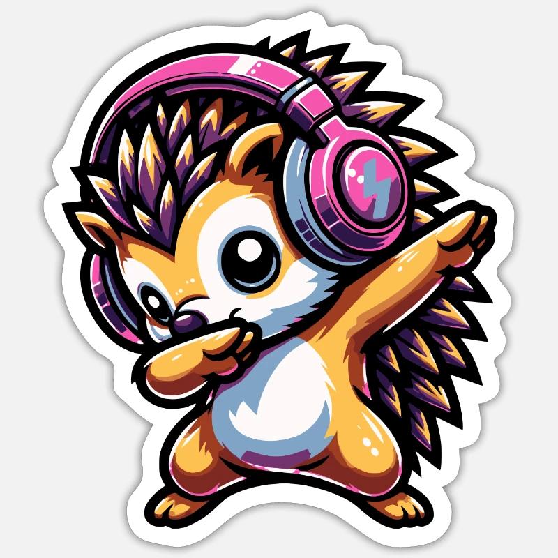 Dabbing Hedgehog - Sticker size S (10 x 10 cm) - white matte