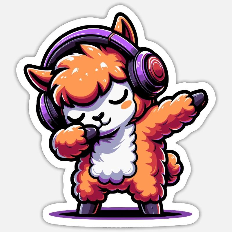 Dabbing Alpaca - Sticker size S (10 x 10 cm) - white matte