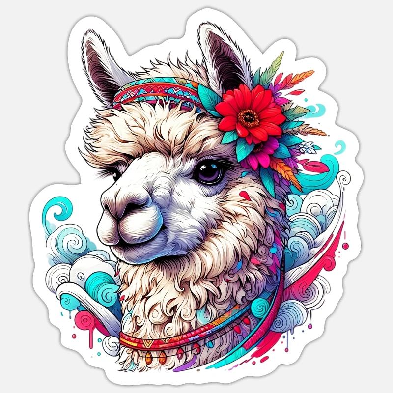 Alpaga - Sticker taille S (10 x 10 cm) - blanc mat