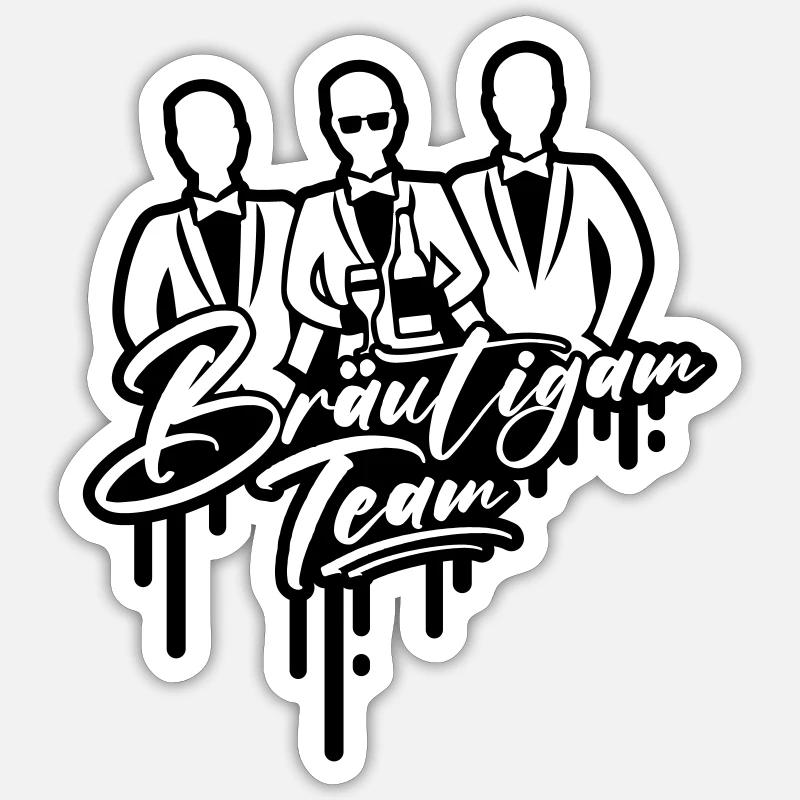 Team Bräutigam Polterabend Sticker Größe S (10 x 10 cm)