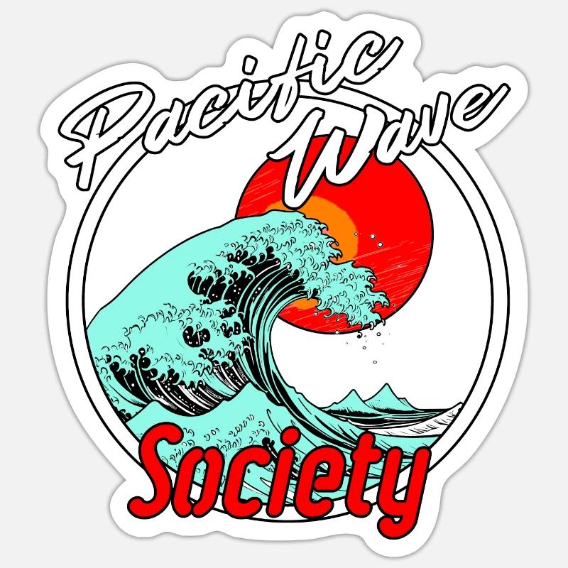 Pacific Wave Society - Sticker Größe S (10 x 10 cm) - Mattweiß