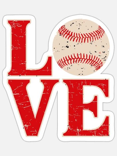 Ich liebe Baseball - Sticker Größe S (10 x 10 cm) - Mattweiß