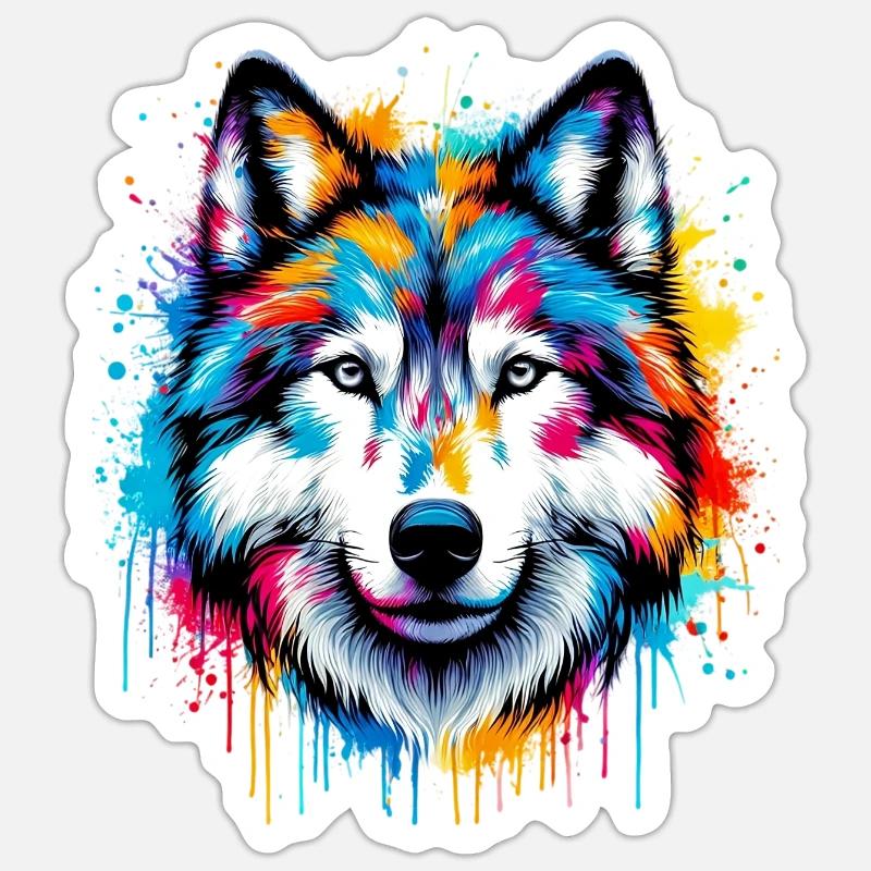 Wolf - Sticker Größe S (10 x 10 cm) - Mattweiß