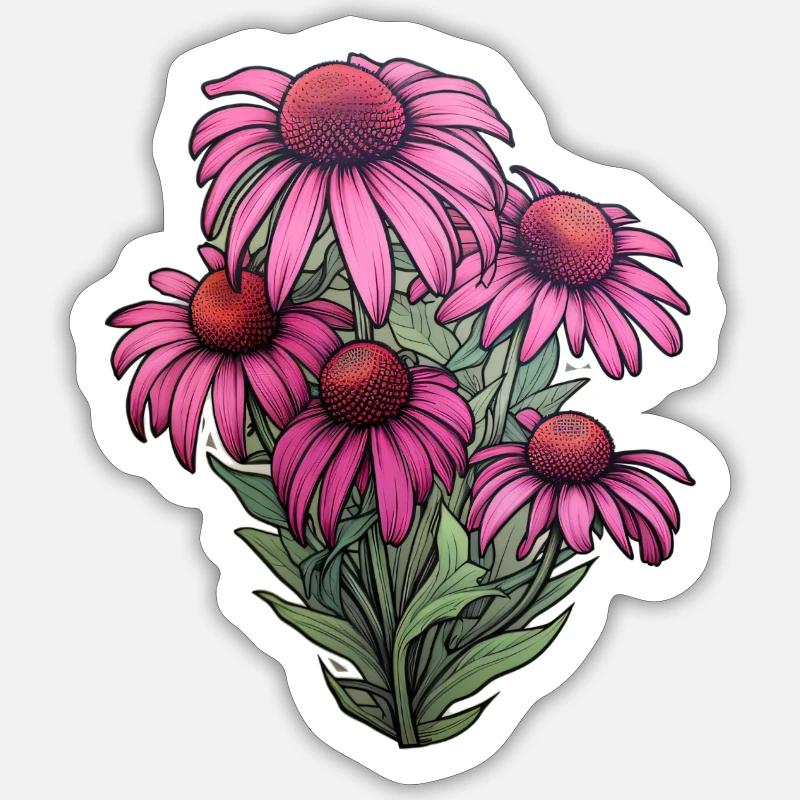 Echinacea - Sticker size S (10 x 10 cm) - white matte