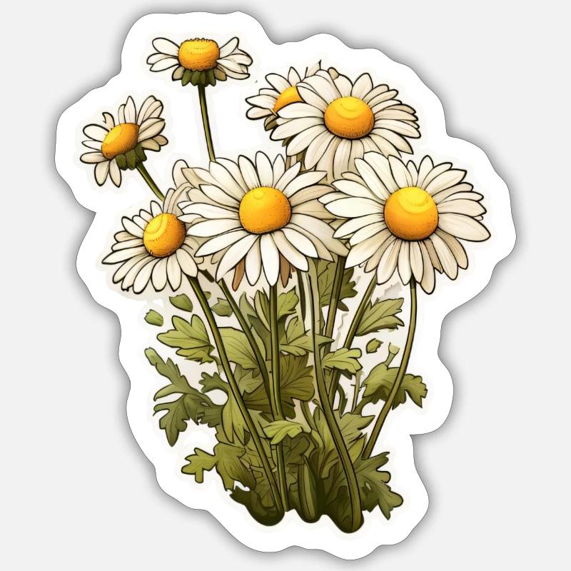 Chamomile 7 Flowers - Sticker size S (10 x 10 cm) - white matte