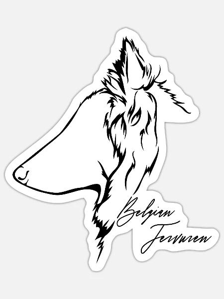 Belgian Tervuren Profil Hunde Hund Wilsigns - Sticker Größe S (10 x 10 cm) - Mattweiß