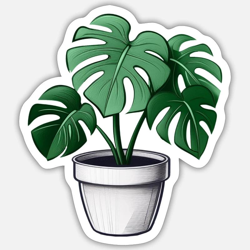 Monstera - Sticker Größe S (10 x 10 cm) - Mattweiß