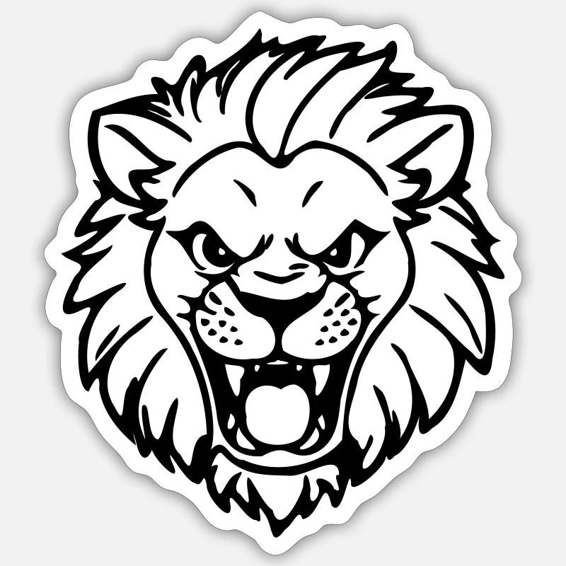 Löwe Kopf - Sticker Größe S (10 x 10 cm) - Mattweiß