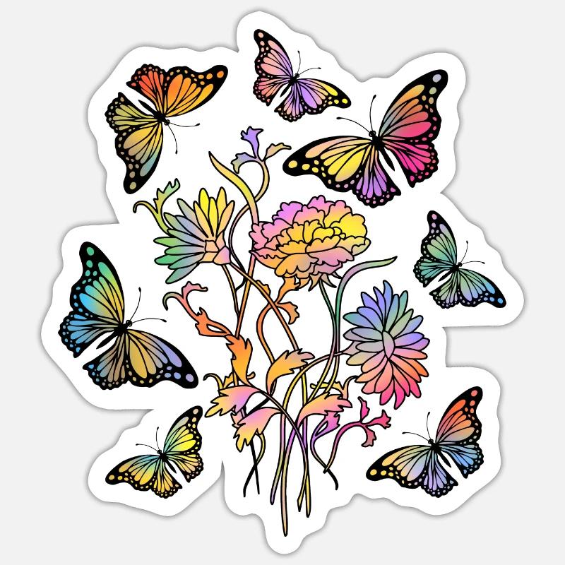 Papillons - Sticker taille S (10 x 10 cm) - blanc mat