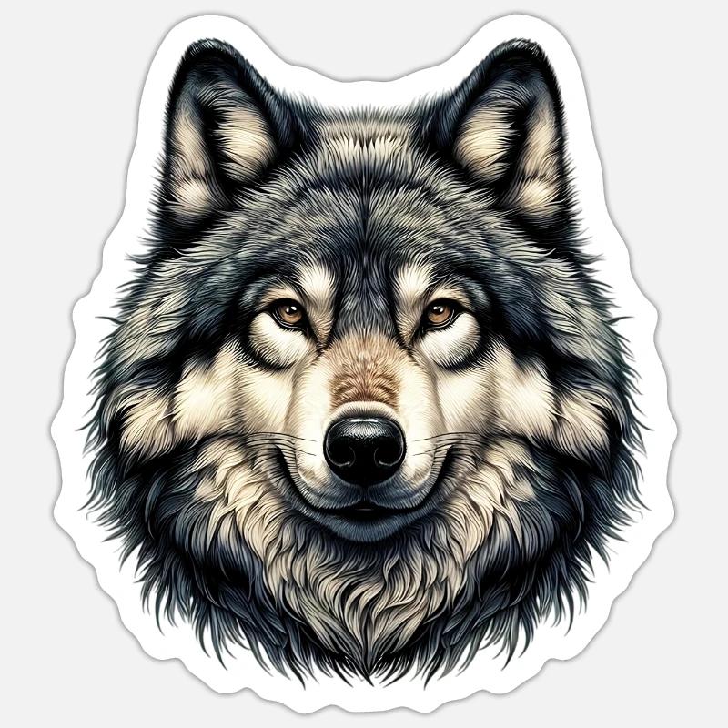Wolf - Sticker Größe S (10 x 10 cm) - Mattweiß