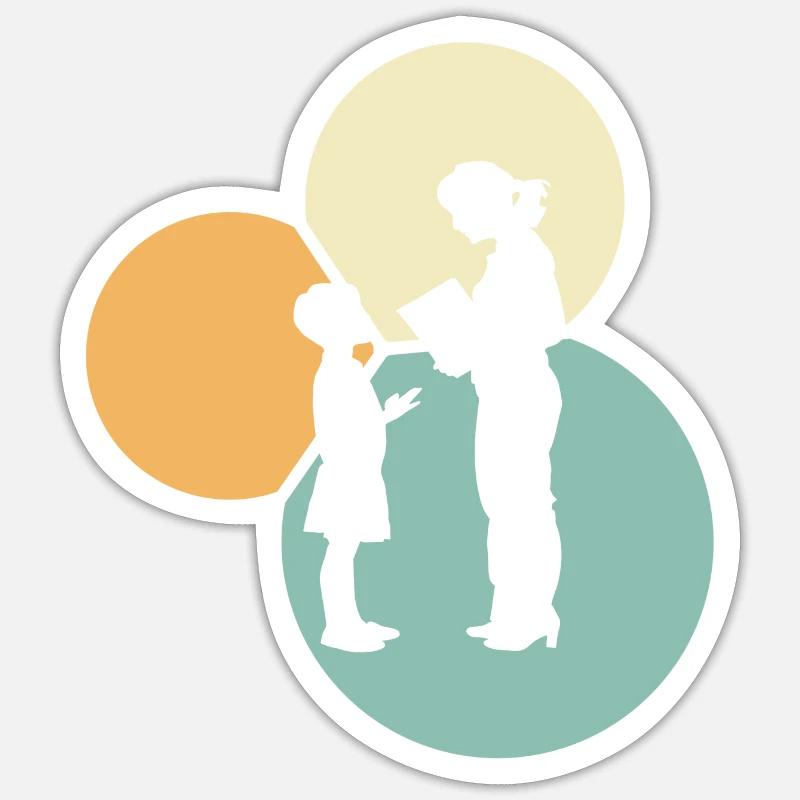 Enseignant du primaire Enseignant - Sticker taille S (10 x 10 cm) - blanc mat