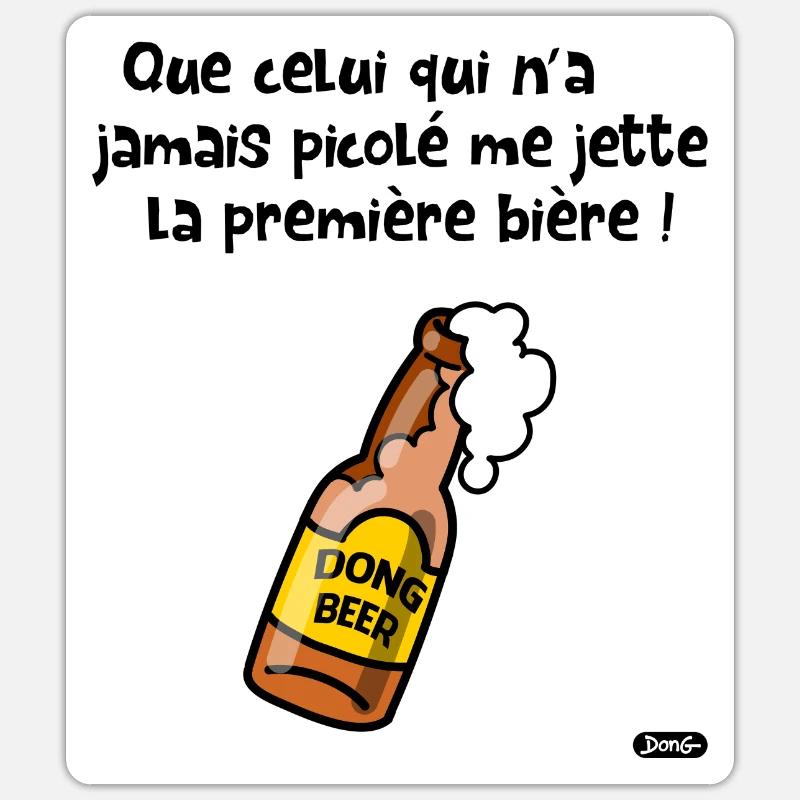 Première bière - Sticker taille S (10 x 10 cm) - blanc mat