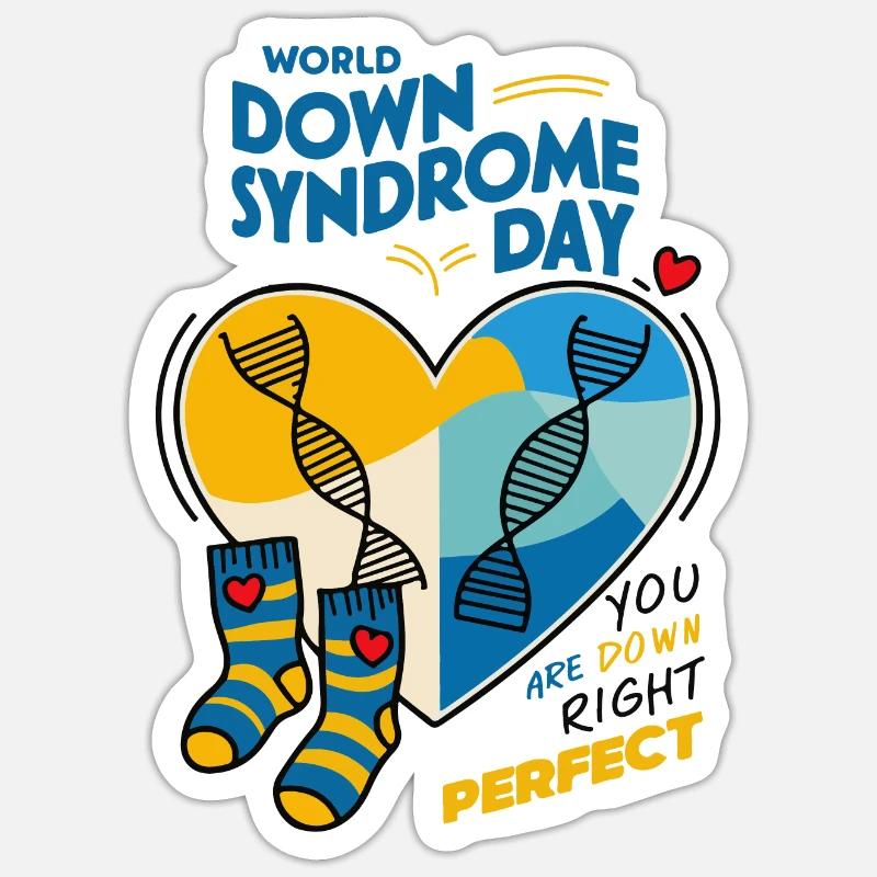 Welt-Down-Syndrom-Tag - Bewusstsein - Sticker Größe S (10 x 10 cm) - Mattweiß