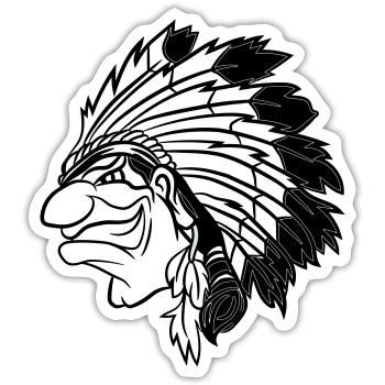 Indianerhäuptling grinst listig Cartoon einfarbig - Sticker Größe S (10 x 10 cm) - Mattweiß - Vorne