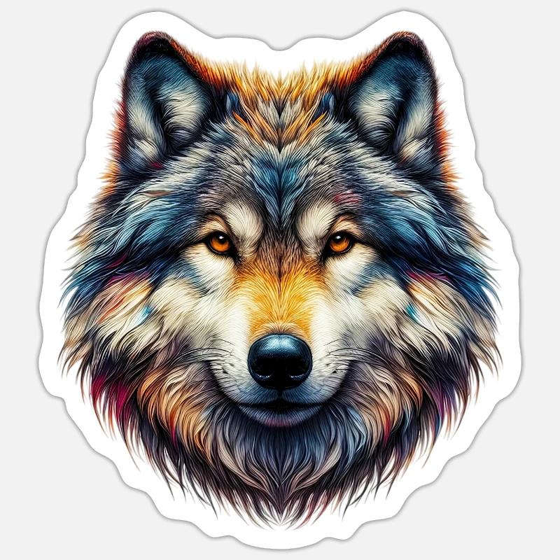 Wolf - Sticker Größe S (10 x 10 cm) - Mattweiß