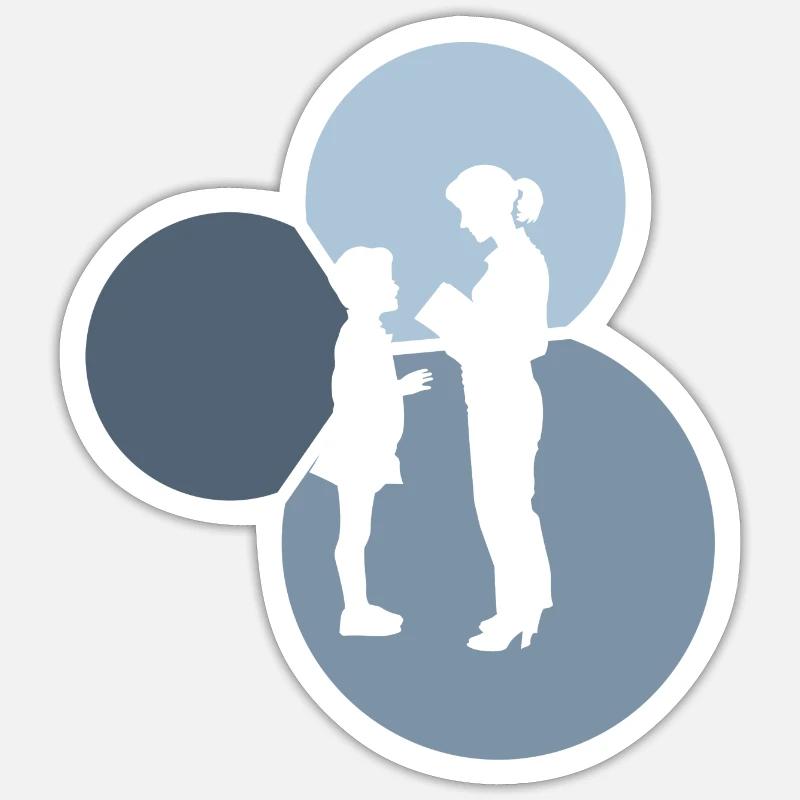 Apprentissage à l’école primaire - Sticker taille S (10 x 10 cm) - blanc mat