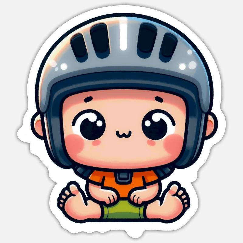Bébé Casque - bebe avec casquette - Sticker taille S (10 x 10 cm) - blanc mat