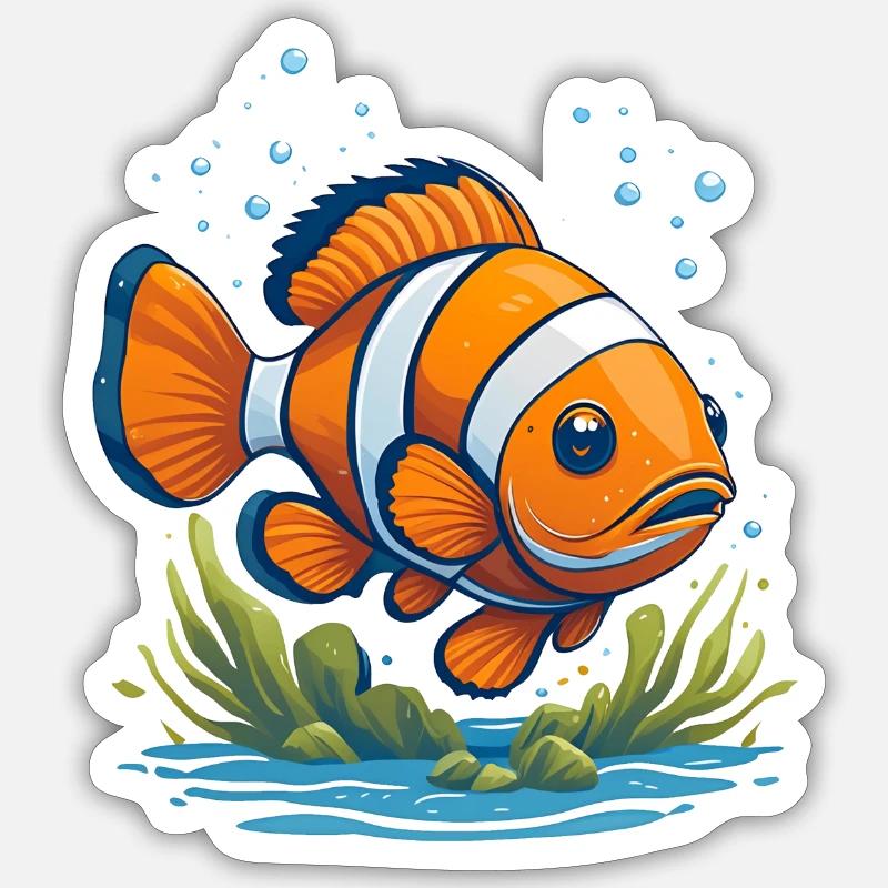 Clownfisch - Sticker Größe S (10 x 10 cm) - Mattweiß