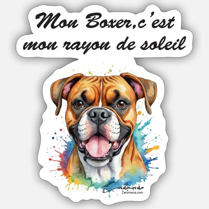 Boxer rayon de soleil Sticker taille S (10 x 10 cm)