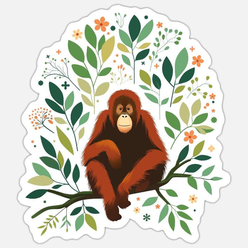 Orang-outan - Sticker taille S (10 x 10 cm) - blanc mat