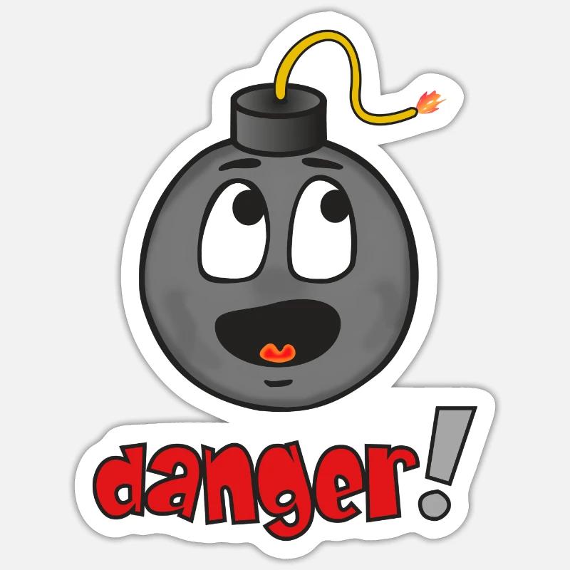 Danger Visage Explosif - Émoticône Drôle - Sticker taille S (10 x 10 cm) - blanc mat