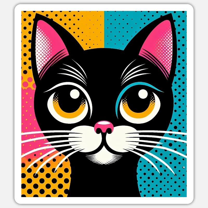 Chat - Sticker taille S (10 x 10 cm) - blanc mat