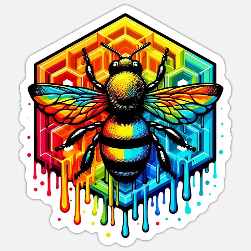 Abeille - Sticker taille S (10 x 10 cm) - blanc mat