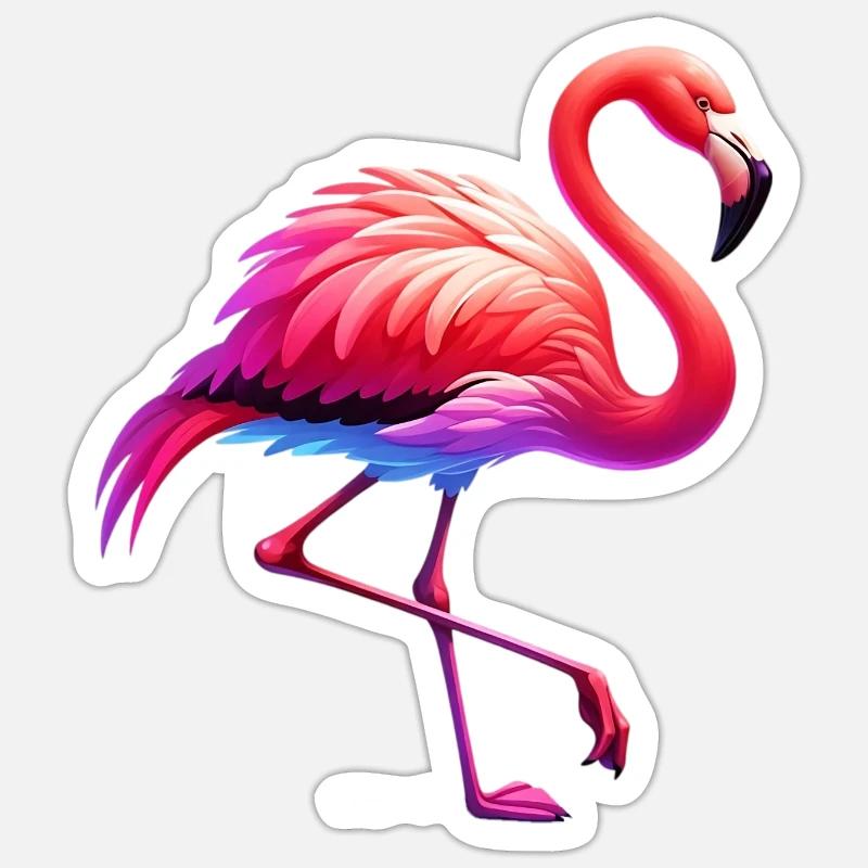 Flamant - Sticker taille S (10 x 10 cm) - blanc mat