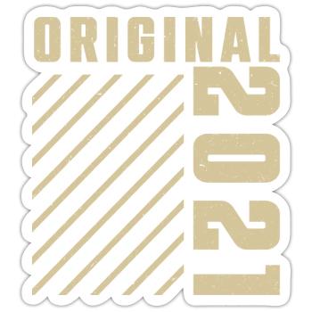 Original 2021 Authentic 2021 Vintage Bursdag - Sticker taille S (10 x 10 cm) - blanc mat - Devant