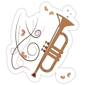 Trompete Musikinstrument - Sticker Größe S (10 x 10 cm) - Mattweiß - Vorne
