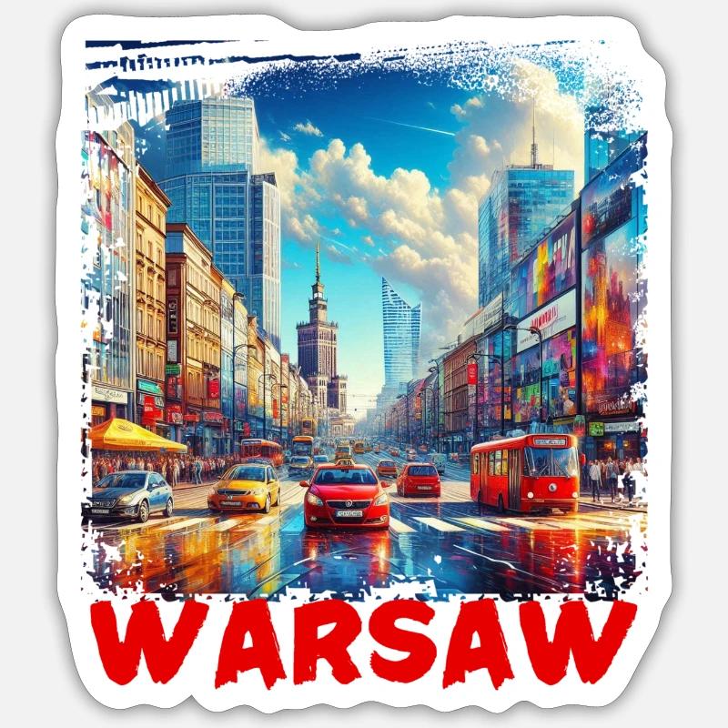 Varsovie - Sticker taille S (10 x 10 cm) - blanc mat