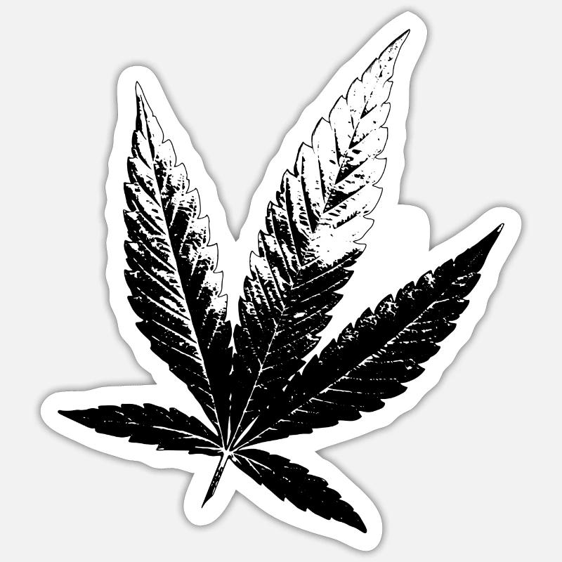 Cannabis Hanf Blatt - Sticker Größe S (10 x 10 cm) - Mattweiß