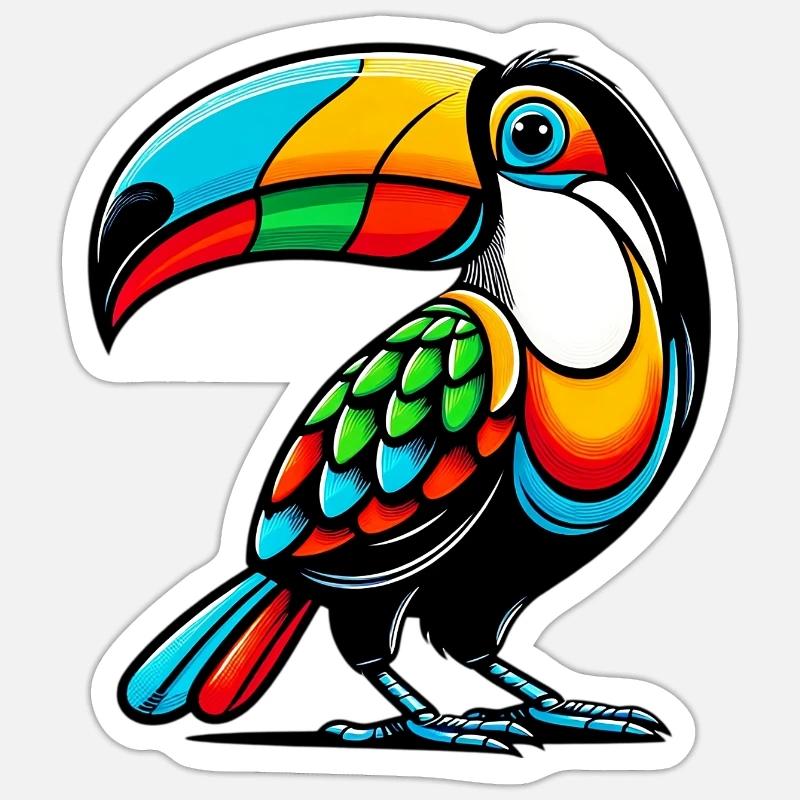 Harlequin toucan - Sticker size S (10 x 10 cm) - white matte
