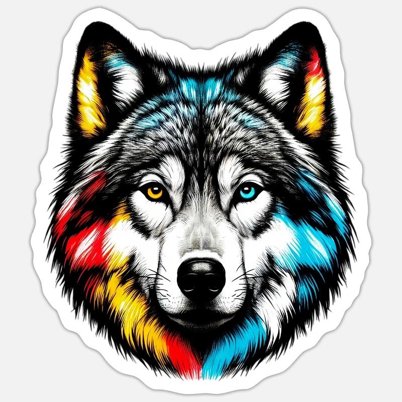 Wolf - Sticker Größe S (10 x 10 cm) - Mattweiß