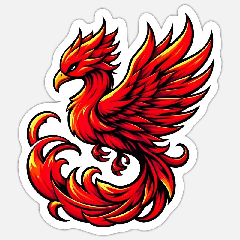 Phénix rouge - Sticker taille S (10 x 10 cm) - blanc mat