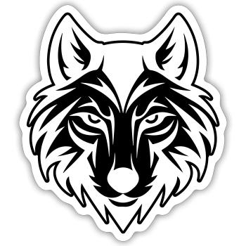 Tête de loup - Sticker taille S (10 x 10 cm) - blanc mat - Devant
