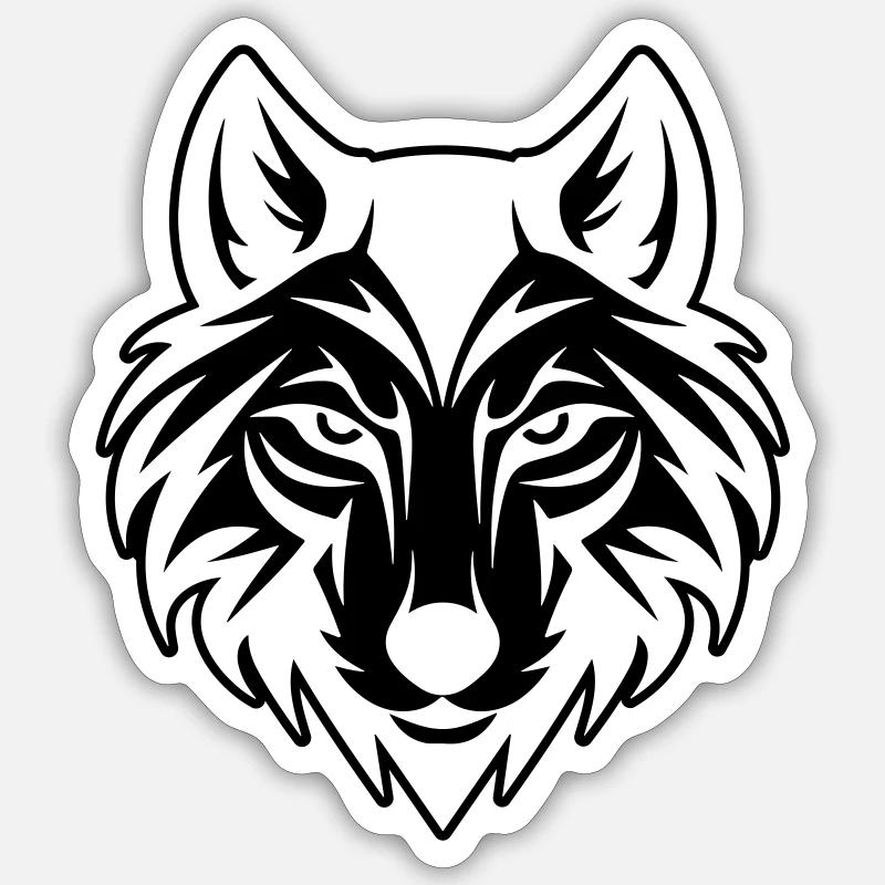 Wolf Kopf - Sticker Größe S (10 x 10 cm) - Mattweiß