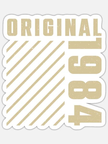 Original 1984 Authentischer Jahrgang Bursdag von 1984 - Sticker Größe S (10 x 10 cm) - Mattweiß