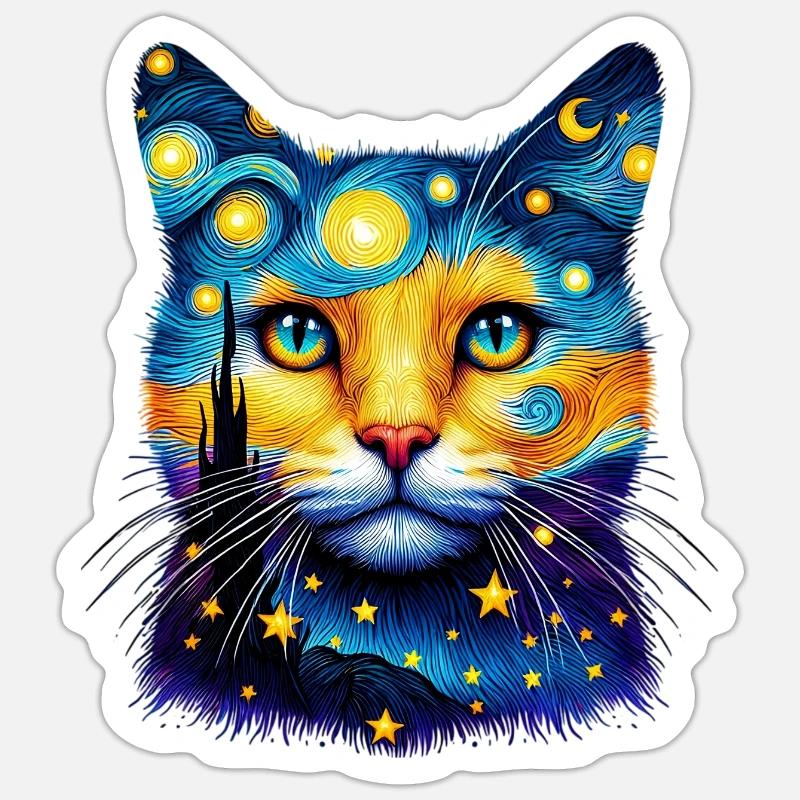 Chat - Sticker taille S (10 x 10 cm) - blanc mat