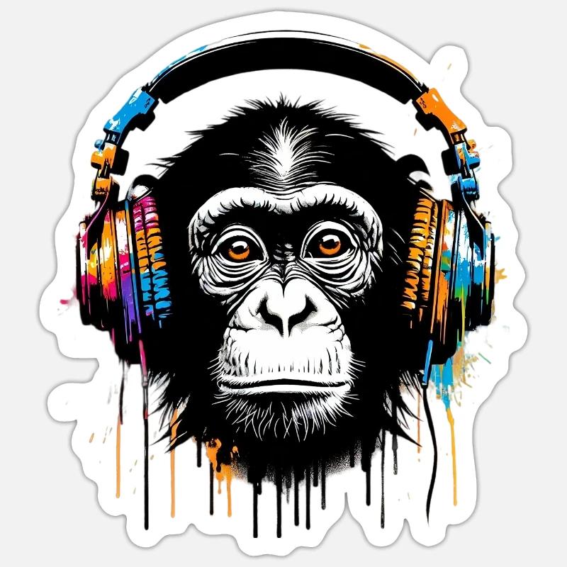Affe - Sticker Größe S (10 x 10 cm) - Mattweiß