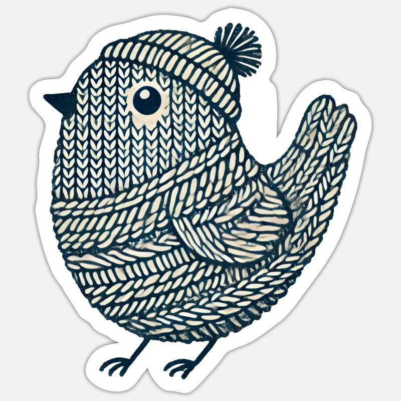 Kinitted Bird - Sticker Größe S (10 x 10 cm) - Mattweiß