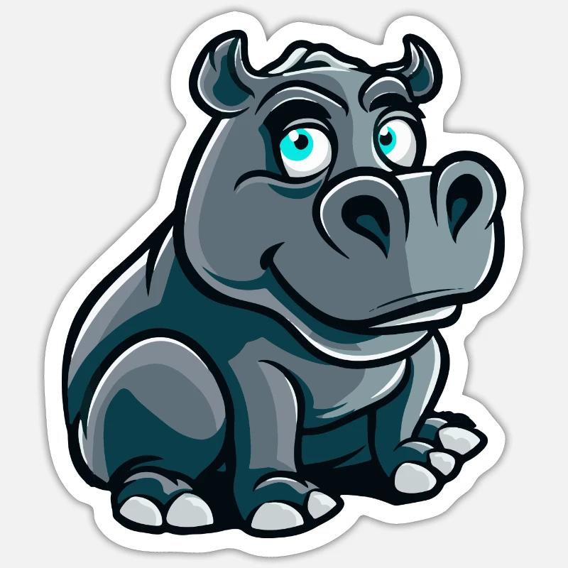 Hippo Comic - Sticker size S (10 x 10 cm) - white matte